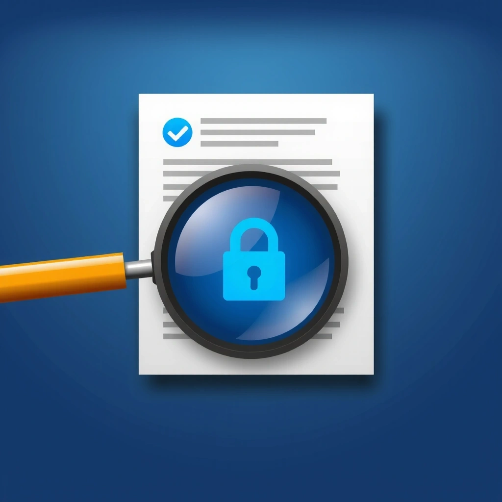 Icono de una lupa sobre un documento, simbolizando auditorías de seguridad