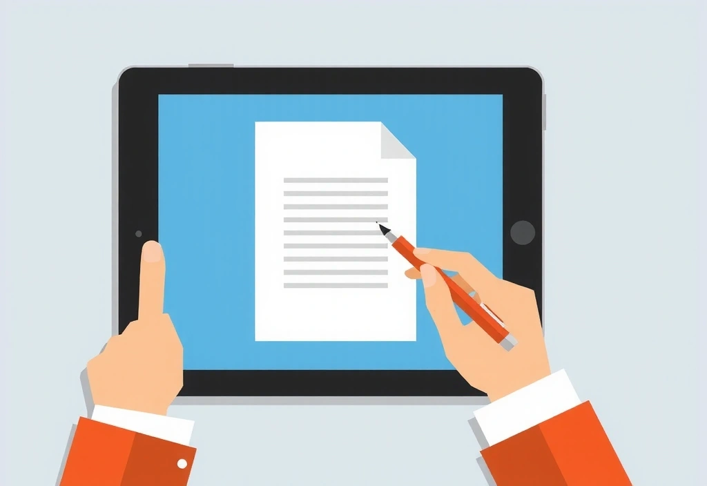 Ilustración de un lápiz editando un documento digital, simbolizando el derecho de rectificación de datos.